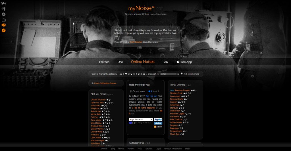 MyNoise home page